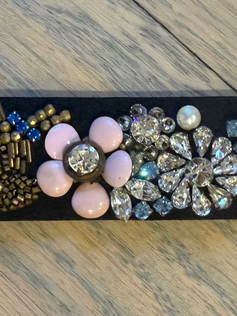 Alexander McQueen Black Embellished Floral Crystal Belt
